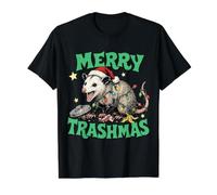Merry Trashmas Opossum Christmas Funny Camiseta gráfica económica, Hombre, Negro, M