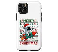 Merry Ugly Christmas Funny Santa Astronaut Riding Rocket Carcasa para iPhone 11 Pro