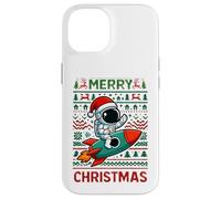 Merry Ugly Christmas Funny Santa Astronaut Riding Rocket Carcasa para iPhone 14