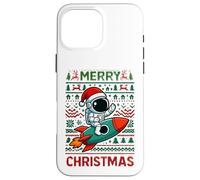 Merry Ugly Christmas Funny Santa Astronaut Riding Rocket Carcasa para iPhone 16 Pro MAX