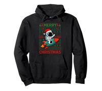 Merry Ugly Christmas Funny Santa Astronaut Riding Rocket Sudadera con Capucha