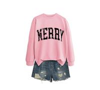 Merry Women's Stylish Pullover Sweatshirt, Cute Long Sleeve Graphic Top, Soft Cotton Blend for Relaxed Fit and Gift Giving with Nice Packaging