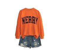 Merry Women's Stylish Pullover Sweatshirt, Cute Long Sleeve Graphic Top, Soft Cotton Blend for Relaxed Fit and Gift Giving with Nice Packaging