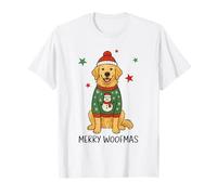 Merry Woofmas Golden Retriever Christmas Dog en suéter Camiseta