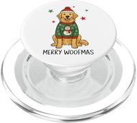 Merry Woofmas Golden Retriever Christmas Dog en suéter PopSockets PopGrip para MagSafe