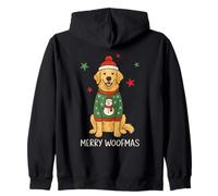 Merry Woofmas Golden Retriever Christmas Dog en suéter Sudadera con Capucha