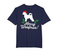 Merry Woofmas Navidad Perro Broma Juego de Palabras (Ingles) Camiseta, Hombre Tallas Grandes, Azul Marino, 6X Alto