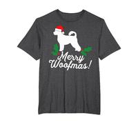 Merry Woofmas Navidad Perro Broma Juego de Palabras (Ingles) Camiseta, Hombre Tallas Grandes, Jaspeado Oscuro, 6X Alto