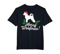 Merry Woofmas Navidad Perro Broma Juego de Palabras (Ingles) Camiseta, Hombre Tallas Grandes, Negro, 5X Alto