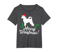 Merry Woofmas Navidad Perro Broma Juego de Palabras (Ingles) Camiseta, Mujer Tallas Grandes, Jaspeado Oscuro, 4XL Grande