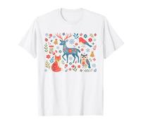 Merry Yule Cottagecore Boho Scandi Nordic Folk Art Christmas Camiseta