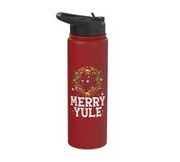 Merry Yule - Winter Solstice - Holly Pentagram - Gift Stainless Steel Insulated Water Bottle