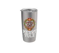 Merry Yule - Winter Solstice - Holly Pentagram - Gift Vaso térmico de acero inoxidable de doble pared
