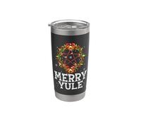 Merry Yule - Winter Solstice - Holly Pentagram - Gift Vaso térmico de acero inoxidable de doble pared