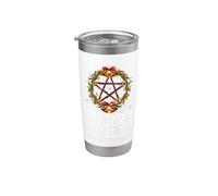 Merry Yule - Winter Solstice - Holly Pentagram - Gift Vaso térmico de acero inoxidable de doble pared