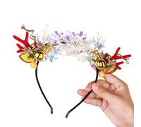 MerryChristmas - Aro para el pelo de cuernos de reno no tejido con campanas para actuaciones escénicas, accesorio para el cabello para fiestas, vacaciones, diadema para mujeres y niñas