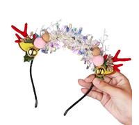 MerryChristmas - Aro para el pelo de cuernos de reno no tejido con campanas para actuaciones escénicas, accesorio para el cabello para fiestas, vacaciones, diadema para mujeres y niñas