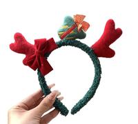 MerryChristmas - Diadema de felpa con lazo, cuernos para el pelo, accesorios para el cabello, accesorios para el cabello, suministros para fiestas, diadema de Navidad, diadema temática de vacaciones,