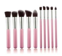 MERRYHAPY 10 piezas Brochas de Maquillaje Portátil Rosa Herramientas de Pinceles Sintéticos para Mujer Kit Básico para Aplicación Diaria Conjunto de Accesorios Cosméticos