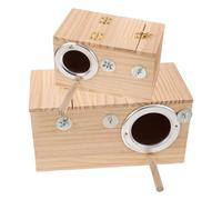 MERRYHAPY 2 Piezas Caja Nido de Madera Maciza para Psitácidos Diseño Colgante Seguro y Aislante para Periquitos Ninfas y Agapornis Soporte para Cría Jardín y Patio de Unidades
