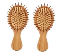 MERRYHAPY 2 Piezas Cepillo Masajeador de Bambú para Cabelludo Peine Antiestático para Cabello Grueso o Fino Distribución Uniforme de Aceites y del Estrés