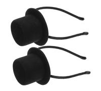MERRYHAPY 2 Piezas Mini Sombreros de Copa Vintage para Adultos Diademas de Fiesta Temática Victorianas Accesorios Livianos para Bodas y Halloween Estilo Steampunk Negro