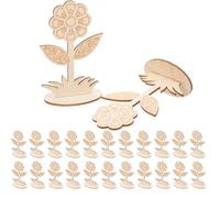 MERRYHAPY 20 Piezas de Madera en Forma de Flor para Manualidades, Adorno Rústico el Hogar, Ideales para Pintar y Proyectos Artísticos en Madera