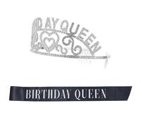 MERRYHAPY 2piezas De Rhinestone y Sash De Cumpleaños Para Mujer y De y Diadema De Cumpleaños Peina Para Estabilidad y