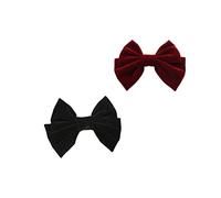 MERRYHAPY 2piezas Lazos De Satén Gran Moño Para Cabello Horquillas Elegantes Color Vino Rojo y Negro Para Mujeres