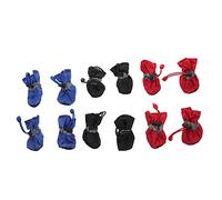 MERRYHAPY 3juegos Botas De Lluvia Impermeables para Perros Antideslizantes y Set De Rojo Negro y Azul Protección para Patas De Mascotas Días Lluviosos