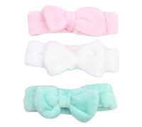 MERRYHAPY 3piezas De Fleece Para Mujer Lazo Adorable Headband Elástico Para Lavarse La Cara y Maquillarse Set