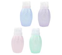 MERRYHAPY 4 piezas Botellas Vacías de Plástico Dispensador de Bomba de Unidades Colores Púrpura Verde Azul y Rosa Rellenables para Líquidos de Limpieza y Esmalte de Uñas
