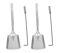 MERRYHAPY 4 Piezas Herramientas para Chimenea Hierro Pala Grande para Cenizas y Gancho para Fuego Compatible con Estufas de Leña Hogar y Camping Limpieza Precisa y Duradera