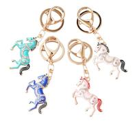 MERRYHAPY 4 Piezas Llavero de Caballo del Zodiaco Chino de Aleación con Piedras Brillantes Colgante Artesanal de Colores Vivos Resistente para Mochila Bolso y Llaves para Año