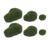 MERRYHAPY 6 Piedras de Musgo Falso Decorativas, Rocas de Musgo Artificial Verdes de Espuma, Ligeras, para Interiores y Paisajes en Miniatura