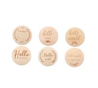 MERRYHAPY 6piezas Tarjetas De Para Bebés Madera Discos Decorativos Para Momentos Especiales De Crecimiento Aleatorio