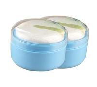 MERRYHAPY Caja De 2 Piezas estuche de polvos de talco contenedor de polvo de cuerpo vacío estuche de esponja de maquillaje soplo de polvo de bebé y contenedor caso de soplo de polvo Blue