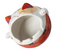 MERRYHAPY Cenicero Decorativo para Cenizas de Cigarrillos de Cerámica Diseño de Gato Suerte Rojo Adecuado para Decoración Navideña y Colección Personal