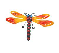 MERRYHAPY Decoración de Pared de Hierro Forma de Libélula Amarilla Arte Mural para Jardín y Entrada Adorno Creativo para Interiores y Exteriores Estilo Rústico Encantador