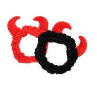 MERRYHAPY Diadema Cosmética De Peluche Cuernos 2 Piezas Talla Única Para Mujer Cuidado Piel Maquillaje Spa y Lavado Facial Roja y Negra