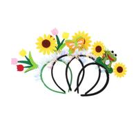 MERRYHAPY Diadema de Flores y Animales para Niñas y Mujeres con 4 Piezas Hechas a Mano de Tela No Tejida, Colores Vibrantes para Obras Escolares y Fiestas