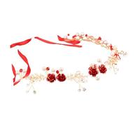 MERRYHAPY Diadema Roja para Boda con Perlas y Rhinestones Accesorio Nupcial Elegante para Novias y Banquetes Tocado de Pelo Brillante para Promesas y Eventos