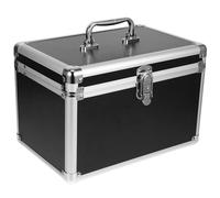 MERRYHAPY Estuche de Maquillaje Metálico Grande con Cierre de Seguridad Caja Organizadora para Cosméticos Negra Maletín Resistente para Almacenamiento en Baño y Jardín