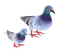 MERRYHAPY Figura Artificial de Espuma y Plumas 2 Piezas Figuras Decorativas para Jardín y Exterior Tamaño Pequeño y Grande Color Gris Nieve Adorno para Balcón y Patio