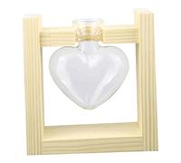 MERRYHAPY Jarrón De Rábano Verde Transparente De Maceta Hidropónica De Jardín para Plantas Decoración De Mesa con Soporte De Madera para Oficina Jardinera De