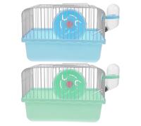 MERRYHAPY Jaula de Transporte para hámster (2 Unidades): Jaula de Viaje portátil para Animales con Botella de Agua y Rueda de Ejercicio. Estuche de Transporte para Mascotas para facilitar su