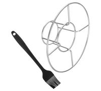 MERRYHAPY Juego de 2 Rejillas para Pollo Parrilla de Acero Inoxidable | Plegable, Portátil Montaje Sencillo, Incluye Pincel de Silicona para Aceite, para Asado de Carne Color Aleatorio
