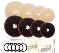 MERRYHAPY Kit Para Hacer Moños Molde Tipo Donut De Molde Para Moños U-pins y Elásticos Para Peinar El Cabello De Mujer Accesorios Para Tipo Donut