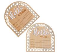 MERRYHAPY Letrero de Nacimiento para Ñiño Recién Nacido, Cartel de Madera Natural Hola Mundo Nombre Personalizado, Set de 2 Piezas para Hospital y Decoración Infantil