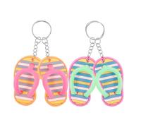 MERRYHAPY Llavero Decorativo de Pvc y Metal en Forma de Mini Pantuflas para Mochila y Bolso, 2 Pares Diseño Creativo y Efecto Brillante para Fiesta Luau